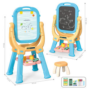 Papan Gambar Edukasi Anak 3 in 1 Mainan Sekolah Dengan Kursi Pena Warna-warni Kapur - Product Image 3