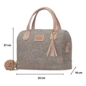 Bolsa de Maquillaje de Yute para Mujer Fana Jordin, Estuche Cosmético Elegante Mediano con Cierre de Cremallera, Asa Superior y Diseño de Borla - Product Image 4