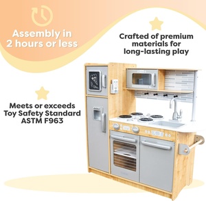 Uptown Cocina de juego de madera natural Edad 3 + Incluye pizarra de teléfono de juego y toallero Regalo perfecto para niños Juguetes de cocina y comida - Product Image 3