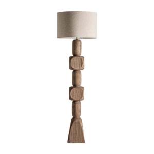 Lámpara de pie de madera maciza con pantalla de tela y fuente de luz LED para sala de estar, dormitorio y decoración del hogar - Product Image 1