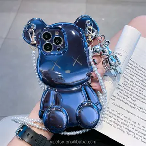 2024 New Trendy Cartoon Three-dimensional Electroplated Bear Anti-fall Fashion Mobile Phone Case For IPhone