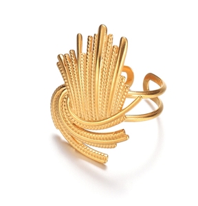 Bague ouverte <span class=keywords><strong>vintage</strong></span> en acier inoxydable non terni bagues en or pour femme en or véritable 18 carats - Product Image 3