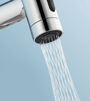 Robinet de cuisine moderne à poignée unique rétractable Robinet de lavabo rotatif télescopique à 2 trous étanche à l'eau chaude et froide en cuivre
