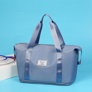 Bolsa de viaje de nailon expandible, resistente al agua, color sólido, unisex, para viajes de ocio - Product Image 1