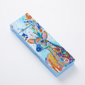 Diy Special Shaped animal Diamond Painting Pencil Case 2 Grids Stationery Storage Box Embroidery Gift For Kids