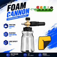 Canon à mousse pour nettoyeur haute pression 1L, lance à mousse réglable avec 5 buses, pistolet à mousse puissant, outil de nettoyage de voiture