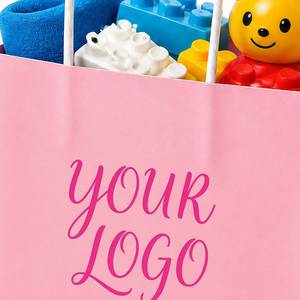 Sacs cadeaux personnalisés 2026 avec logo rose, poignée torsadée, pour jouets d'enfants, sacs à soufflets en carton pour fêtes d'anniversaire - Product Image 3