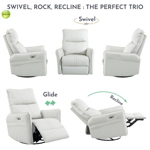Contemporain 360 °   <span class=keywords><strong>Fauteuil</strong></span> inclinable pivotant avec fonction de balancement et port USB pour salon, appartement, bureau, chambre - Product Image 6