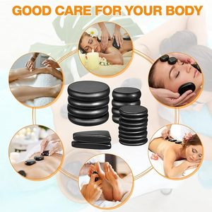 Juego de masaje con piedras calientes, 20 piezas, Kit de rocas de masaje de rocas calientes de basalto para Spa profesional en el hogar, calentamiento, alivio del dolor relajante - Product Image 3
