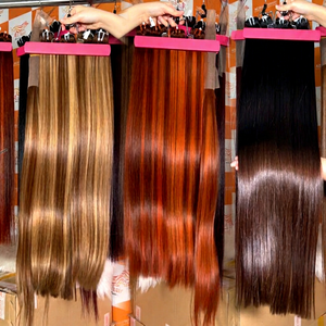 Gran oferta 32 pulgadas de longitud completa 100% extensiones de cabello humano crudo varios colores un donante cutícula alineado hueso recto máquina Wef - Product Image 1