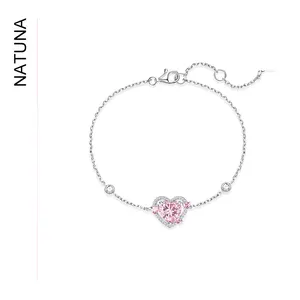 Natuna Custom Jewelry Bracelet Crystal Heart Silver Italian Charm Bracelet Silver Minimal Double Bracelet Silver 18K Gold Plated