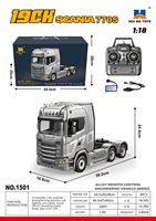 Tracteur RC en alliage HUINA 1501 770S V8 d'origine usine avec remorque 1502, 2,4 GHz, 4 canaux, lumières et sons, jouet pour enfants