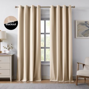 Cortinas de Ventana Ligeras de Poliéster Recubierto de 90 g/m², Ahorro de Energía, Aislamiento Térmico, Juego de 2 Piezas, Cortina 100% Opaca - Product Image 1