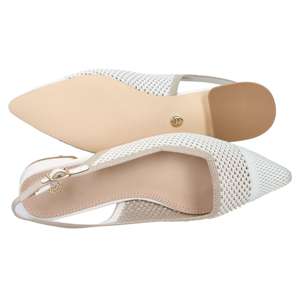 Gold & Gold Donna Slingback Flat <b>White</b> Beige 2 Cm <b>Heel</b> Size 35 - Product Image 6
