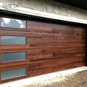 Porte <span class=keywords><strong>de</strong></span> <span class=keywords><strong>garage</strong></span> coulissante et pliante Andexin en <span class=keywords><strong>bois</strong></span> massif <span class=keywords><strong>de</strong></span> chêne américain isolé 9x8 - Product Image 5