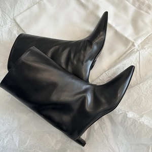 Zapatos de tacón alto de cuero genuino personalizados, a la moda, 2026, botas de tacón de aguja retro rojas con punta, cómodas y transpirables - Product Image 3