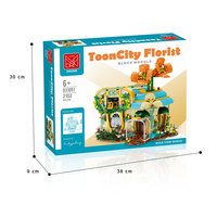 XMORK 2102 pièces de briques de construction à thème fleuriste mignonnes avec tige lumineuse, blocs de construction DIY pour boutique de fleurs, pour filles