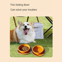 Bols pliables 2 en 1 en silicone pour chien et chat, pliables, 600 ml, plats ronds pour nourriture et eau, portables, pour voyages, entraînement en plein air