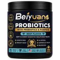 Probiotiques et prébiotiques à mâcher pour chiens, saveur bœuf, 140 unités, testés en laboratoire, pour la santé intestinale et le renforcement immunitaire, entièrement naturels, saveur citrouille 1