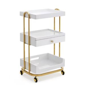 <b>salon</b> shop Hot Selling Stainless Steel Foldable Heavy-Duty 4-Wheel Multifunctional Hair <b>Salon</b> <b>Trolley</b> for Beauty Shops - Product Image 2