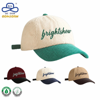 Fabrik mit Geringer Mindestbestellmenge Zweifarbige Modische Cord-Baseballkappen mit Individueller Stickerei im Vintage-Stil für Unisex Streetwear