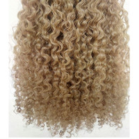 100 pince à cheveux vierge authentique dans les cheveux humains crépus bouclés double clip blond dessiné sur l'extension de cheveux clip sans couture ins