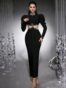 Vestido <span class=keywords><strong>de</strong></span> Fiesta Largo <span class=keywords><strong>de</strong></span> Manga Larga, Estilo Bandage, <span class=keywords><strong>de</strong></span> Calidad, Casual, Elegante y Glamuroso, Personalizado - Product Image 4