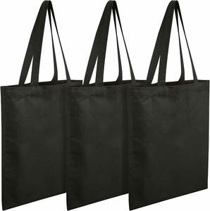 Sac fourre-tout en toile de coton réutilisable, écologique, personnalisé avec logo, noir et blanc, pour courses, vente en gros - Product Image 2