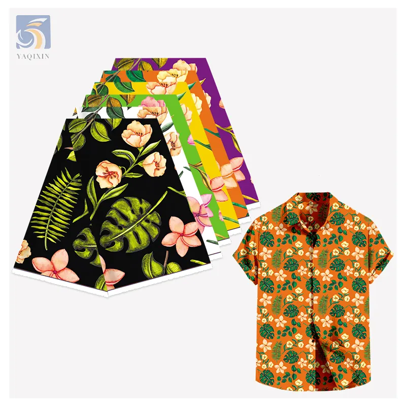 Tessuto in poliestere stampato a fiori di nuovo stile estivo tessuto con stampa hawaiana di Design dell'isola del pacifico per abbigliamento