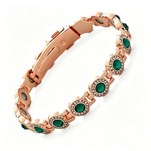 Bracciale con Cristalli Rotondi Multicolore per Donne, Placcato in Oro Rosa, Lega di Zinco Elettroplaccata, Gioielli Impilabili per Anniversario - Product Image 4