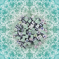 Jeu de Mahjong professionnel américain 4 couches, 160 tuiles, bleu pâle, acrylique lourd, Teal Baroque