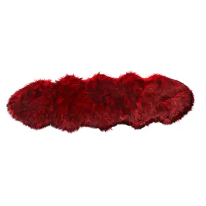 Long Hair Soft Top Dyed Suede Backing Faux Sheepskin Rug for Home Decor