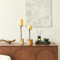Base en marbre naturel avec pilier décoratif en métal, composant en pierre de marbre massif, accessoire de décoration de table en pierre pour intérieur
