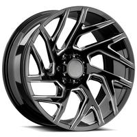Jantes directionnelles noires brillantes à 8 branches 20 22 24 26 pouces 8x170 8x180 à déport profond pour Silverado 2500 3500 Sierra