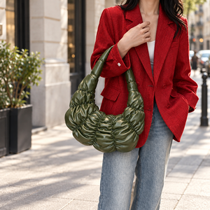 Custom Logo Large Capacity Water Resistant Leopard Print Hobo Puffy <b>Bag</b> Underarm Padding Shoulder <b>Bags</b> Padded Tote <b>Bag</b> Women - Product Image 6