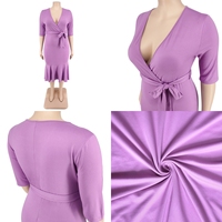 Nouveau style élégant et à la mode vêtements pour femmes couleur unie demi manches col en v robe grande taille
