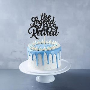 1 ชิ้น ตัวตกแต่งเค้ก The Legend Has Retired สีดำกลิตเตอร์ ลาก่อนความเครียด สวัสดีเงินบำนาญ ของตกแต่งเค้กสำหรับวันเกษียณ - Product Image 1