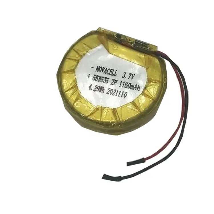 Round smartwatch long life battery 553535 2P 1160mAh lipo battery for temperature and humidity detector