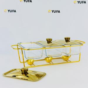 Новая прямоугольная стеклянная Буфетная плита YUFA, серебристая/Золотая <span class=keywords><strong>3</strong></span> соединения, подогреватель для еды, многоуровневой - Product Image 2