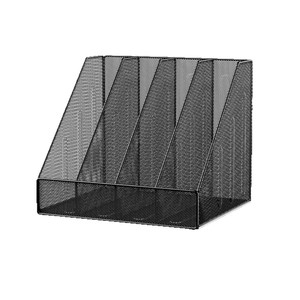 Metal File Rack <b>Desktop</b> Organizer 4 Layers Mesh Storage <b>Shelf</b> For Office Supplies Books Stationery Standing Type Rectangle Shape - Product Image 5