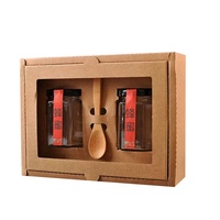 Boîte d'emballage en carton ondulé brun rigide et recyclable pour vin, pot de miel, boîte cadeau avec fenêtre – Vente en gros