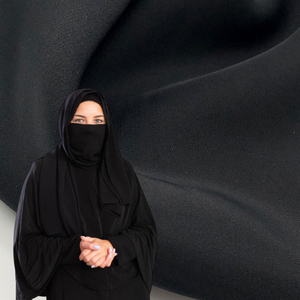 Nada <span class=keywords><strong>Nida</strong></span> Solider Twill-Gewebe 100% Polyester Leichter Schwarzer Krepp-Abaya-Stoff für Mädchenbekleidung - Product Image 1