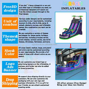 Toboggan gonflable commercial à 4 voies, toboggan gonflable <span class=keywords><strong>de</strong></span> course bicolore bleu et blanc avec <span class=keywords><strong>pare</strong></span>-<span class=keywords><strong>brise</strong></span> supérieur pour fêtes et carnavals - Product Image 5