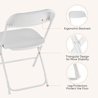 Chaises pliantes en plastique blanches pour événements, empilables, portables, pour l'extérieur, capacité de 600 lb, pour usage commercial, entrepôt américain