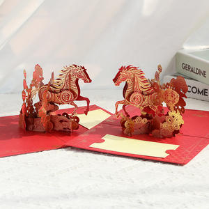 Tarjetas de Felicitación de Aniversario Hechas a Mano en 3D, Estilo Moderno, Año del Caballo Rojo 2026, Artesanía en Papel, Barnizado Mate - Product Image 4