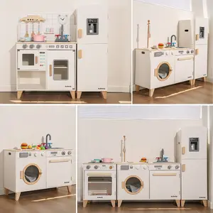 Danish Pretend Play Refrigerator Home Appliance Toys Noble Sound Light Oven Washing Machine Cabinet Toy