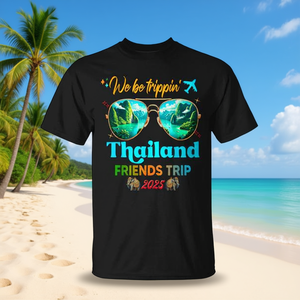 Camiseta del viaje entre amigos en Tailandia 2025, diseño We Be Trippin' Aviator - Product Image 3
