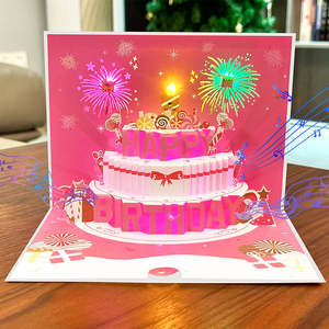 Cartes d'anniversaire avec design <span class=keywords><strong>de</strong></span> gâteau gonflable, feux d'artifice lumineux et musicaux, <span class=keywords><strong>pour</strong></span> femmes, hommes, maman et enfants, cadeaux <span class=keywords><strong>de</strong></span> joyeux anniversaire - Product Image 2