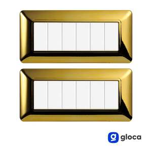 Placca Interruttore a Muro Gloca 6 Vie in Plastica Lucida Oro Lusso Durevole 2 Pezzi - Product Image 2