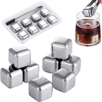 10 Cubes à glace réutilisables en acier inoxydable, pierres de glace en métal, plateau de rangement pour le frigo de la bière, accessoires de Bar et Pub